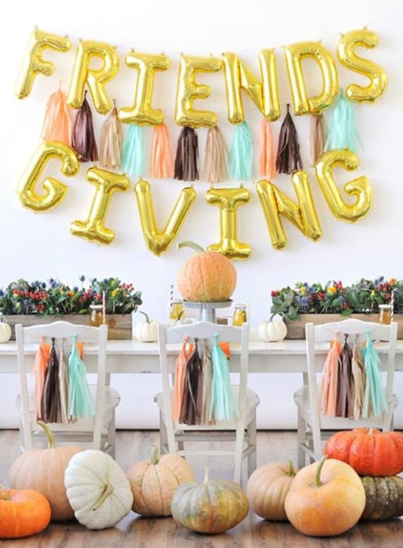 16 Happy Friendsgiving Balloons thanksgiving fall decor decorations friends giving party gold silver rose gold pink image 1