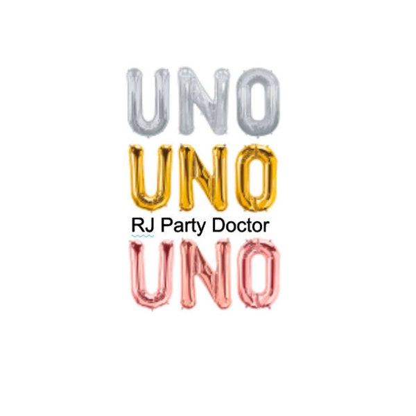 40" Inch "U-N-O" Banner Balloons --Gold, Silver-- | Uno Birthday Banner Decorations Fiesta Birthday Party photoshoot