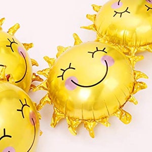 24" Inch Smiling Sun Balloon , Foil Mylar Balloon , Birthday Party, Sunshine Balloon