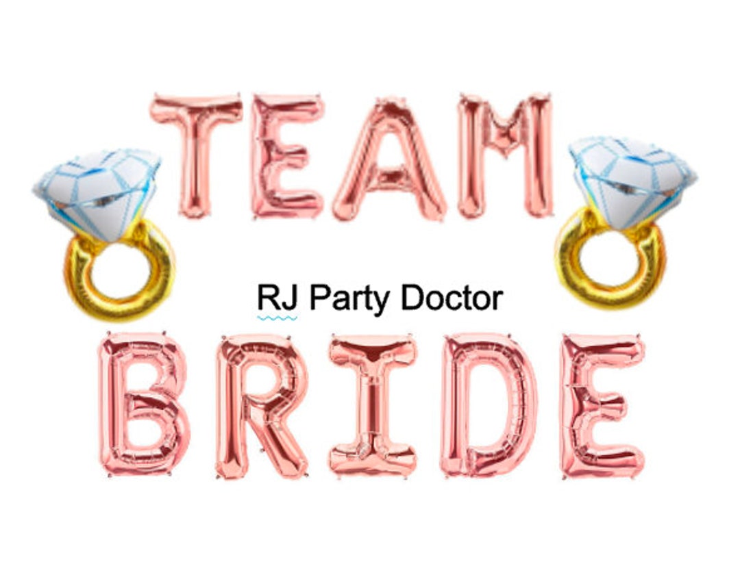 TEAM BRIDE Rose Gold Foil Balloons Letter Set, Wedding Engagement Decor ...
