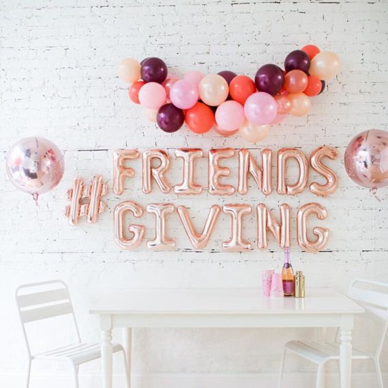 16 Happy Friendsgiving Balloons thanksgiving fall decor decorations friends giving party gold silver rose gold pink image 2