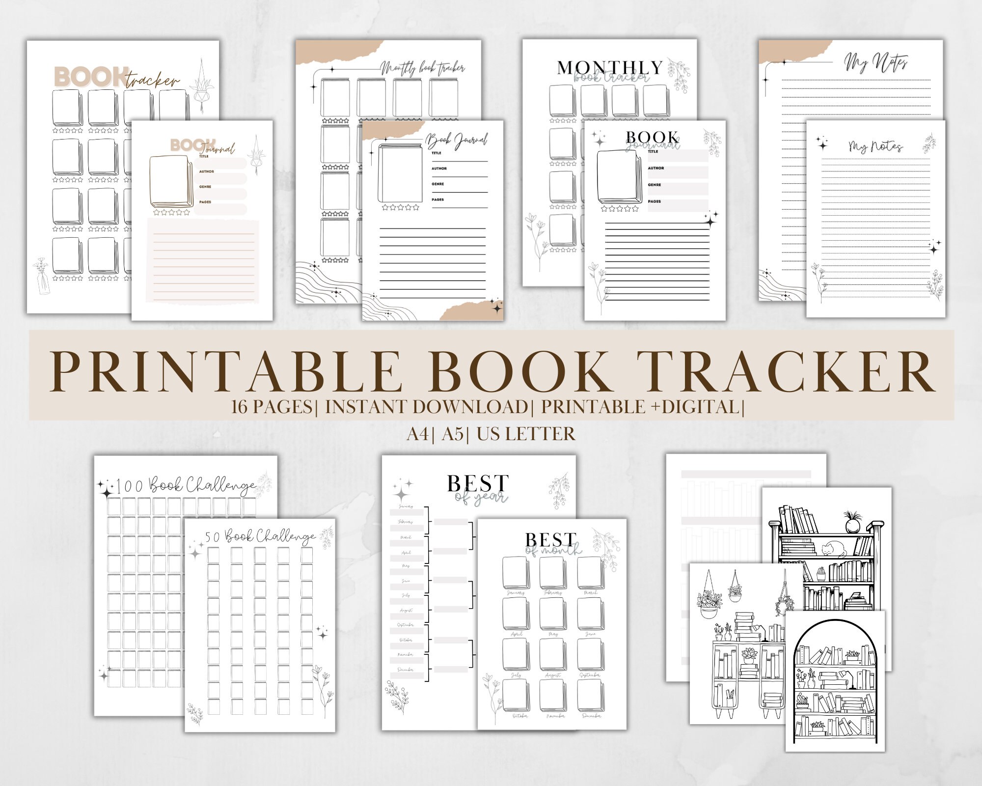 Book Tracker Printable, Printable Planner Insert Reading Log, Printable ...