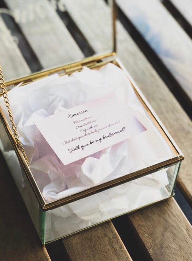 Personalized Jewelry Box Gold Trim Glass Box Gift Ideas for Etsy