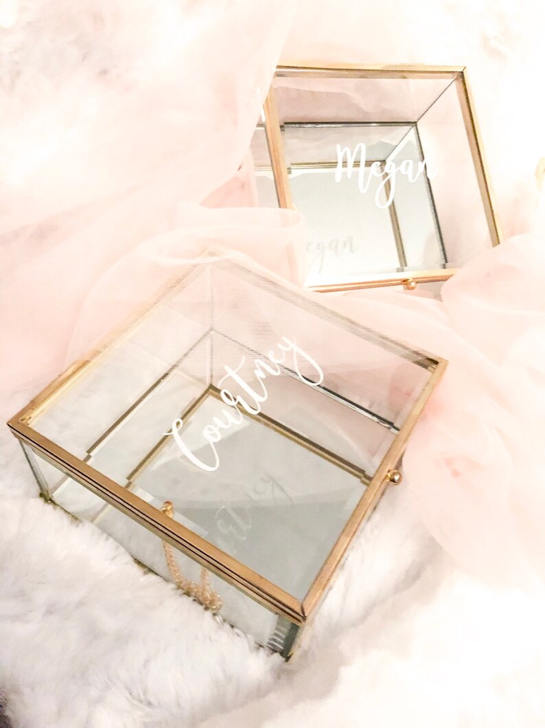 Personalized Jewelry Box Gold Trim Glass Box Gift Ideas for Etsy