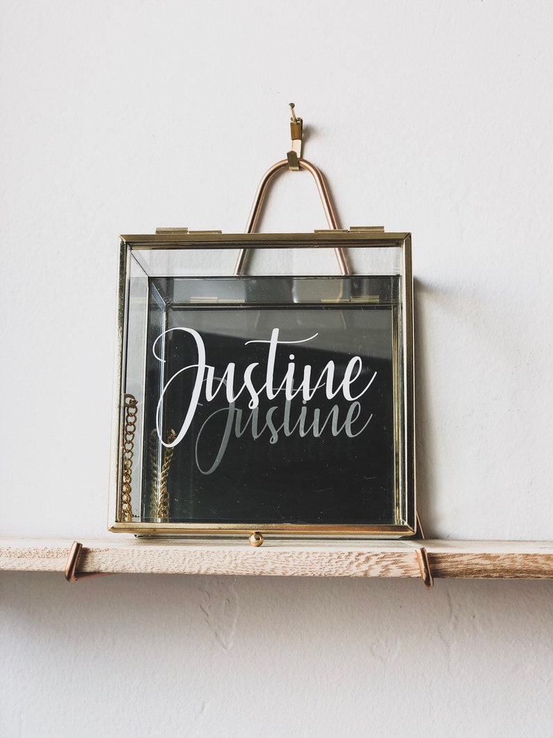 Personalized Jewelry Box Gold Trim Glass Box Gift Ideas for Etsy