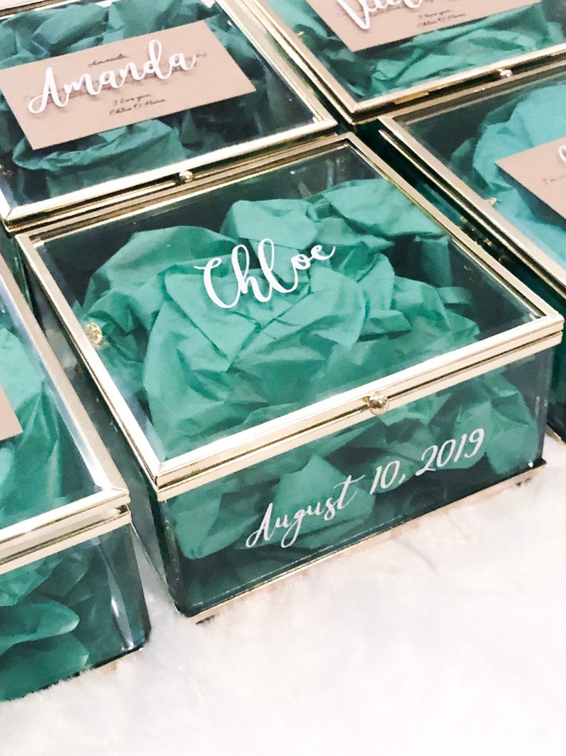 Personalized Jewelry Box Gold Trim Glass Box Gift Ideas for Etsy