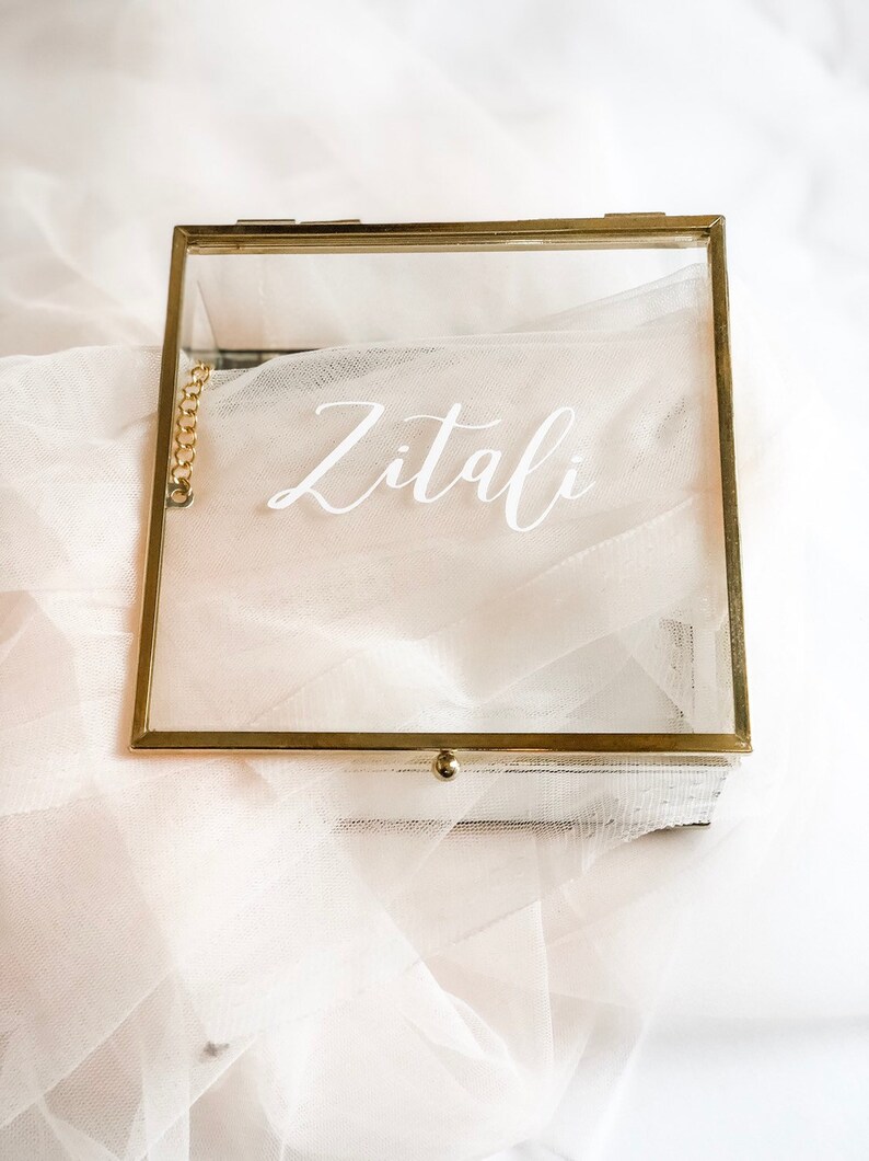 Personalized Jewelry Box Gold Trim Glass Box Gift Ideas for Etsy