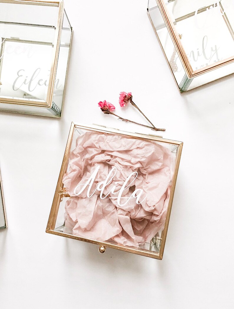 Personalized Jewelry Box Gold Trim Glass Box Gift Ideas for Etsy