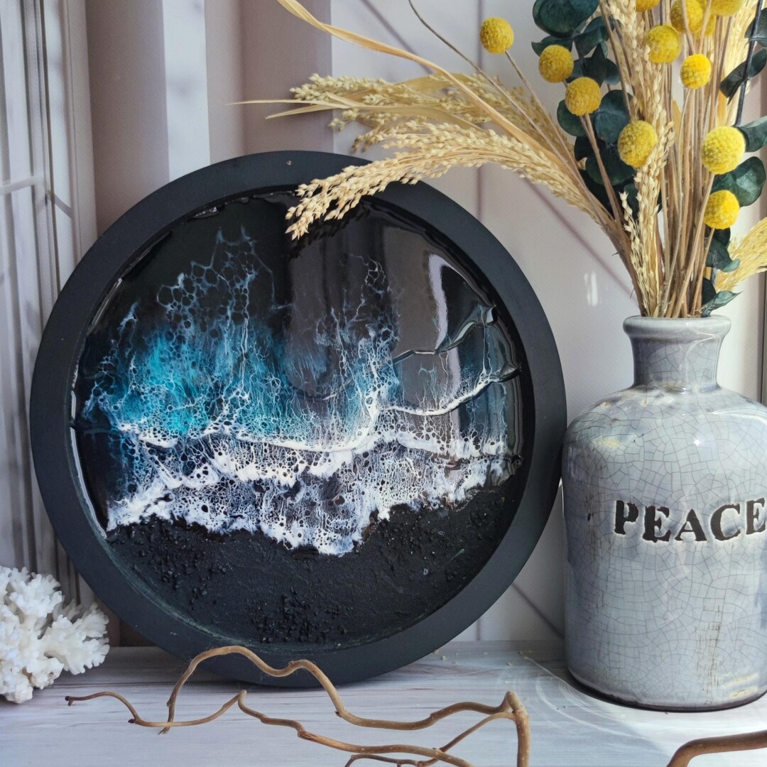 Resin Beach Art Minimalist Ocean Art Custom Coastal Housewarming Gift ...