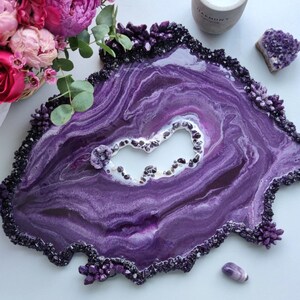 Crystal Resin Art Bedroom Wall Art Over The Bed Anniversary Gift For Couple Resin Geode Wall Luxury Home Decor Wall Hanging Custom Resin Art