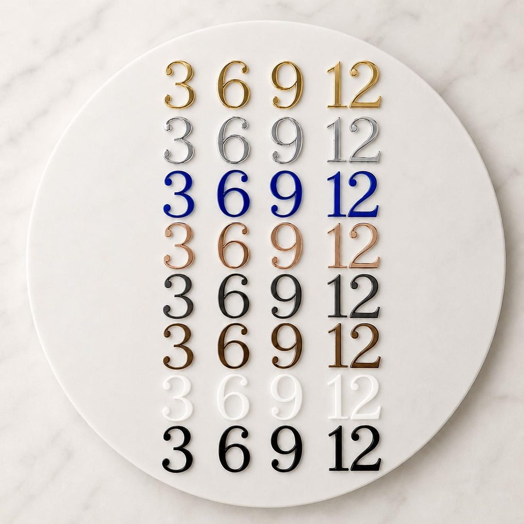 Clock Numbers Main Hours 12, 3, 6, 9, Acrylic Wall Clock Arabic or ...