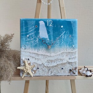 Beach Resin Wall Clock, Coastal Wall Art Decor, Ocean Nursery Decor Family Gift image 13