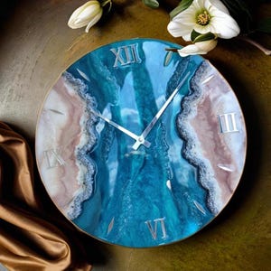 Crystal Resin Clocks for Wall Engagement Gifts For Couples Modern Wall Clock Geode Resin Art Original Artwork Home Decoration Epoxy Clock