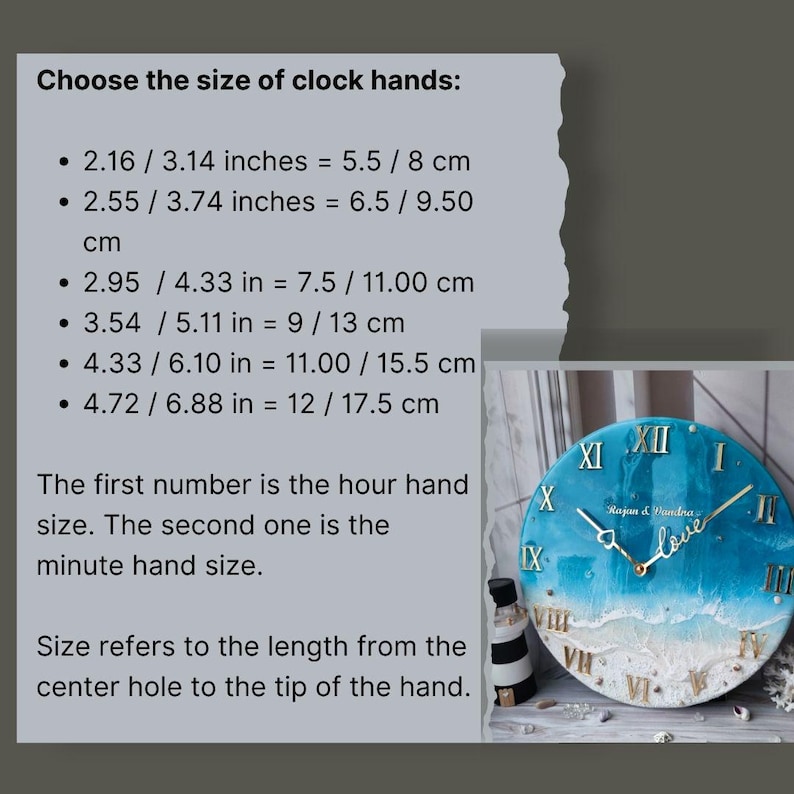 Acrylic Clocks Hands Flowers and Silent Mechanism, DIY Resin Art Supplies Wall Clock Parts image 4