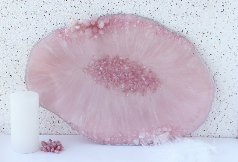 Rose quartz geode wall art Resin wall art 21st birthday gift Etsy