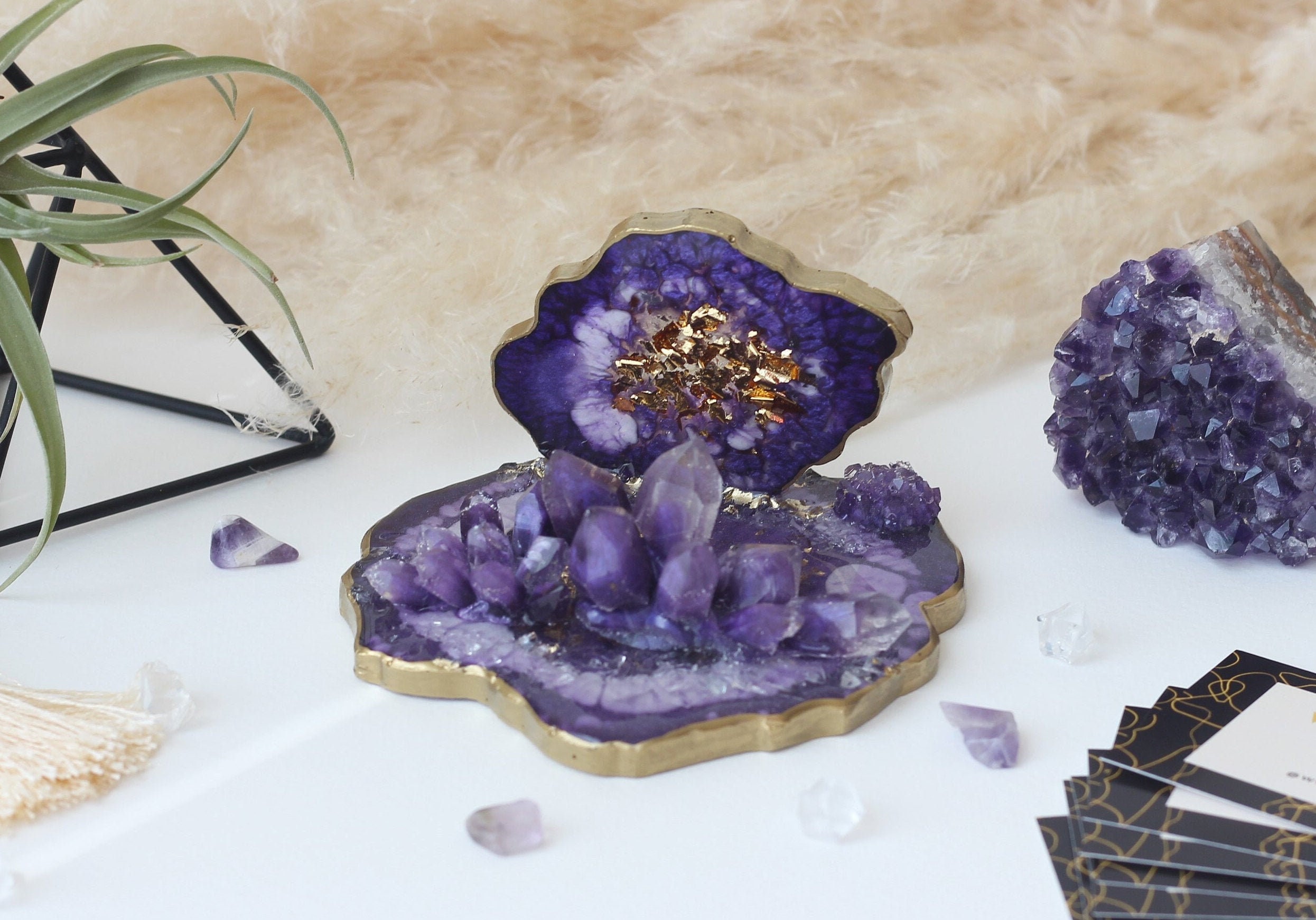 Crystal card holder women Purple business card holder Office Etsy