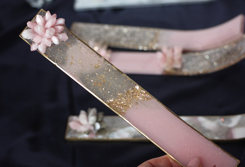 Rose quartz incense holder Crystal incense burner Rose gold Etsy