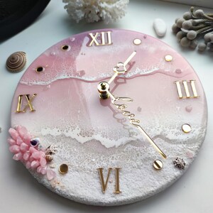 Beach Resin Wall Clock, Coastal Wall Art Decor, Ocean Nursery Decor Family Gift image 11
