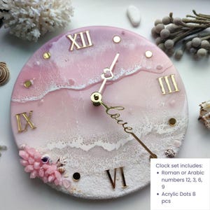 Juego de números acrílicos para reloj, números arábigos y romanos, marcadores de puntos, 8 piezas, suministros para relojes DIY