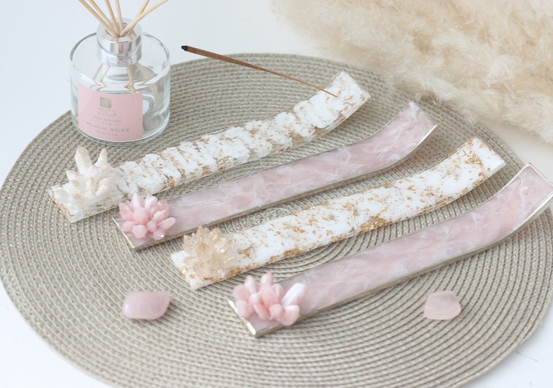 Incense holder rose quartz Pink incense burner Insences Etsy