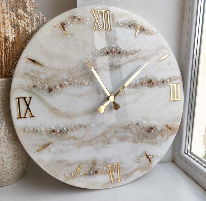 Mirror Acrylic Clock Numbers Kit 3, 6, 9, 12, Arabic Roman Numerals DIY ...