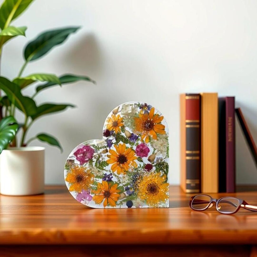 Resin Wildflower Bookends Cute Book Ends Floral Kitchen Desk Decor