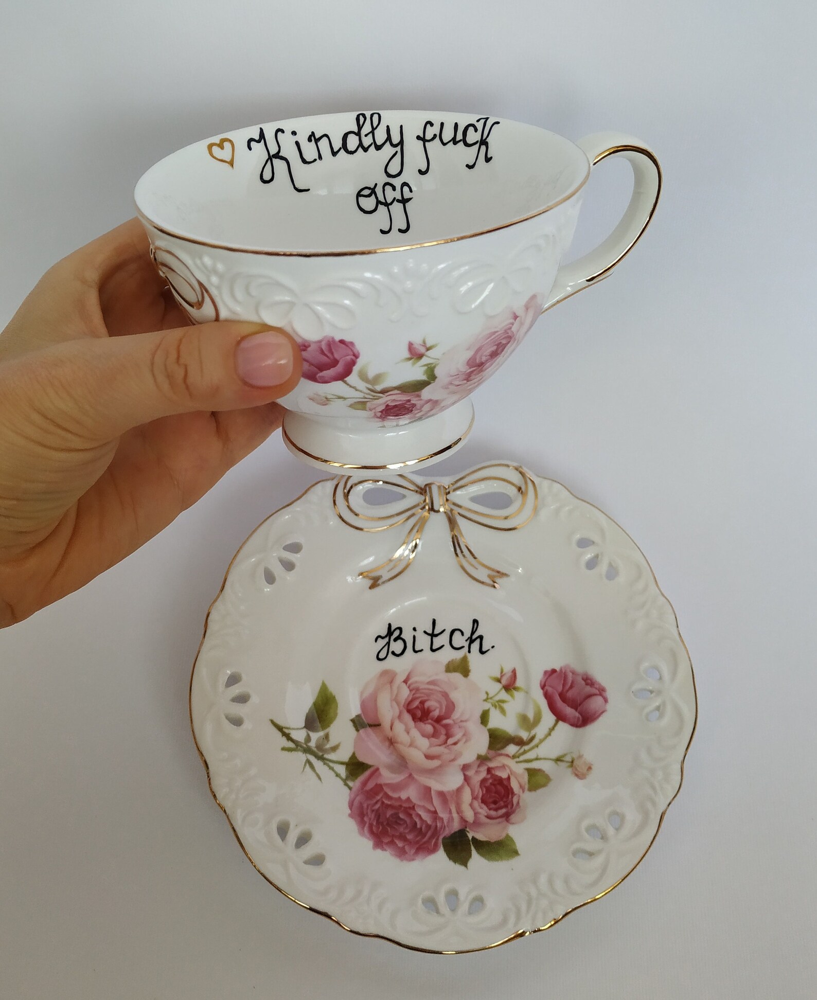 Vulgar tea cups Funny tea cup and saucer Offensive tea cups Etsy