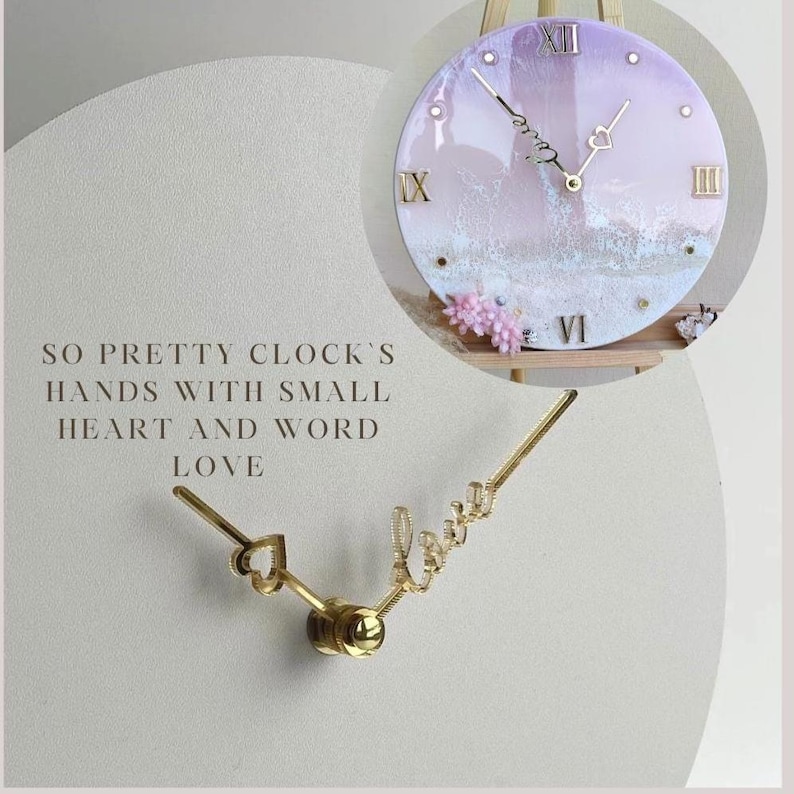 Manecillas de reloj acrílicas espejadas que te encantarán: Flechas para manualidades DIY, piezas de reloj cortadas con láser, suministros de arte para relojes de resina Heart & Love hands