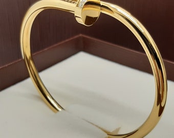 24kt Yellow Gold Plated Steel Nail Bracelet with Swarovski crystals Juste Un Clou