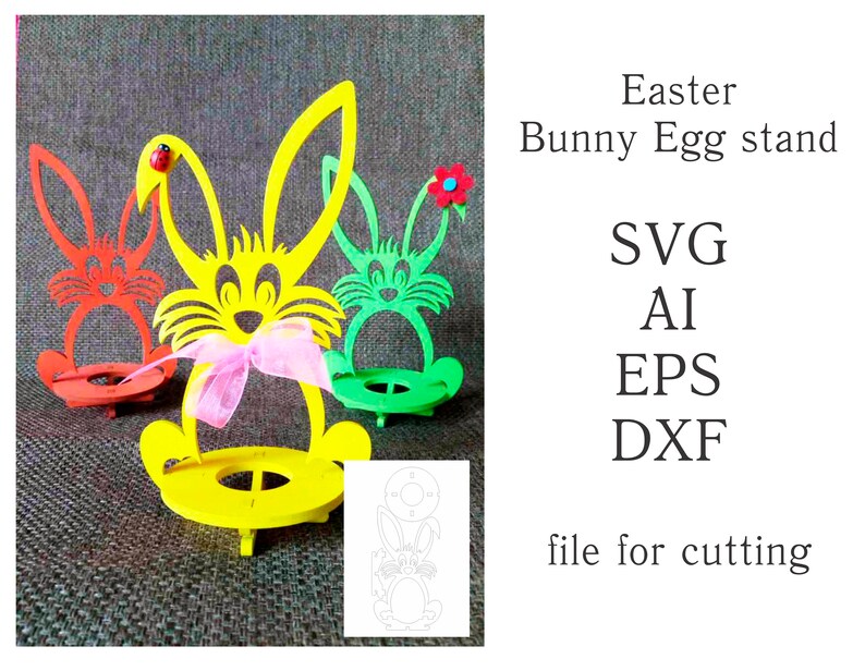 Easter Bunny Egg stand SVG DXF Cut File Template dxf | Etsy