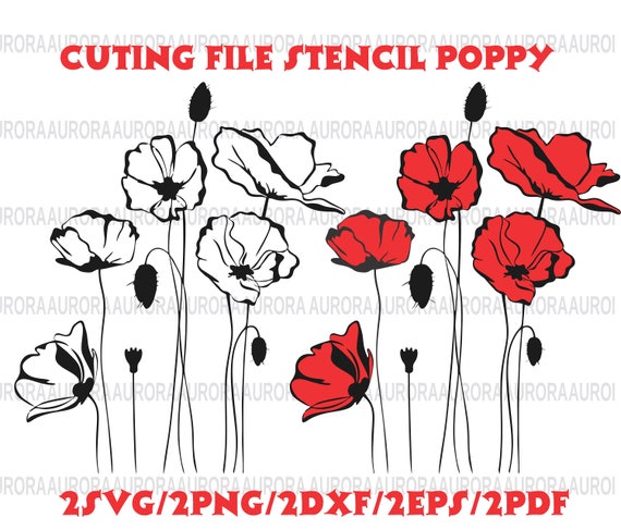 stencil poppy opium flower clipart stencil template poppy etsy poppy template