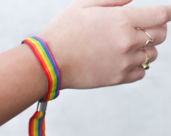 Rainbow Bracelet / Festival Wristband for Christopher Street Day, LGBTQ+, PRIDE, Homosexuality, GAY Fabric Bracelet