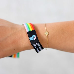 Fight Homophobia Fight Transphobia - Pride Armband CSD LGBTQ Queer Stoffband
