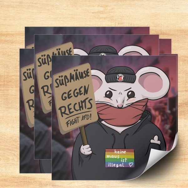 30x Sticker Süßmäuse gegen Rechts - Antifaschistische Süßmaus Aktion Aufkleber