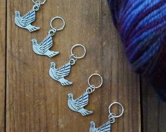 5 Bird Charms for Stitch Markers, Zipper Pulls, Crazy Quilts, Jewelry Making & Crafts Knit Crochet Sew Unique OOAK Sparrow Finch Tweet