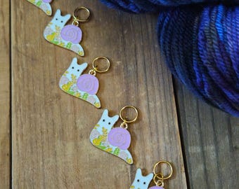5 Snail Charms for Stitch Markers, Zipper Pulls, Crazy Quilts, Jewelry Making & Crafts Unique OOAK Knit Crochet Sew Gastropod Mollusk Slug