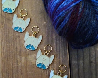 5 Dog Charms for Stitch Markers, Zipper Pulls, Crazy Quilts, Jewelry Making Crafts UniqueOOAK Knit Crochet Sew French Bulldog Boston Terrier