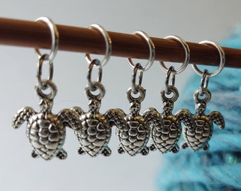 5 Turtle Charms for Stitch Markers, Zipper Pulls, Crazy Quilts, Jewelry Making & Crafts Unique Knit Crochet Quilt Nature Reptile Water