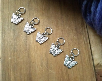 5 Butterfly Charms for Stitch Markers, Zipper Pulls, Crazy Quilts, Jewelry Making & Crafts. Adorable Unique OOAK Insect Garden Flower