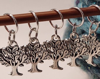 5 Tree Charms for Stitch Markers, Zipper Pulls, Crazy Quilts, Jewelry Making & Crafts. Adorable Unique OOAK Forest Earth Nature