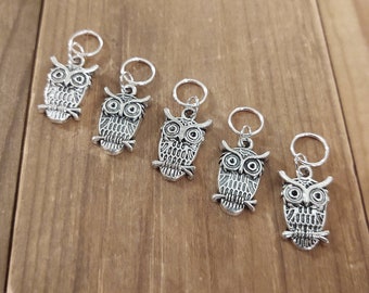 5 Owl Charms for Stitch Markers, Zipper Pulls, Crazy Quilts, Jewelry Making & Crafts Unique Knit Crochet Quilt Hoot Majestic Bird Hoot