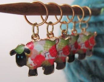 5 Sheep Charms for Stitch Markers, Zipper Pulls, Crazy Quilts, Jewelry Making & Crafts. Unique Funky!  Knit Crochet Quilt Fluffy Cuties Farm