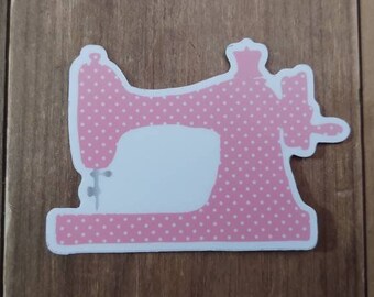 Sewing Machine Quilting Vinyl Sticker.  Outdoor Quality, UV Resistant.  Quilt, Sew, Fabric, Craft.  Put on anything! Pink