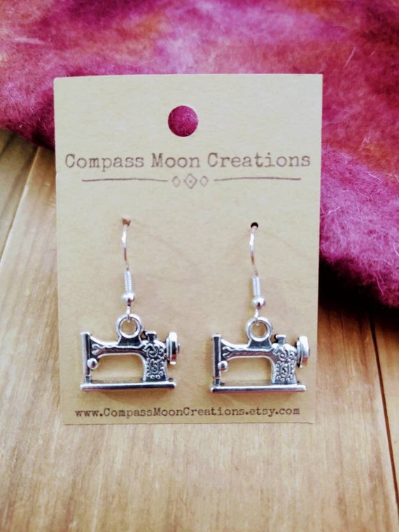 Sewing Machine Earrings Adorable Sewing Machine Quilting Fabric