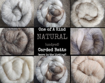 Naturals!  Carded Batts Assorted Options.  Blends of Browns, Greys, Cream & Whites and Fibers.  Soft Beautiful Spin Weave Felt . OOAK