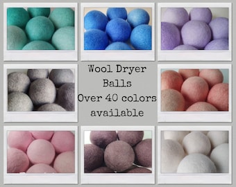 Wool Dryer Ball Set of 3. Natural Undyed & Beautiful Hand Dyed. Lots of colors! Better for your home. Laundry Supplies. Try for your pet.