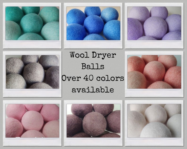 Wool Dryer Ball Set of 3. Natural Undyed & Beautiful Hand Dyed. Lots of colors! Better for your home. Laundry Supplies. Try for your pet.