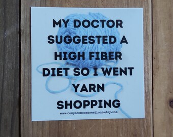 Yarn Vinyl Sticker.  Outdoor Quality, UV Resistant.  Knit Crochet Weave Spin.  Put on cars, water bottles, luggage...anything Unique!