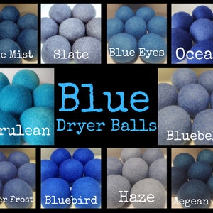 Wool Dryer Balls. Blues. Set of 3. Beautifully Hand Dyed. Better for your home. Laundry Supplies. Try As A Dog Cat Toy Cerulean Ocean Slate image 1