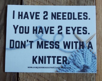 Knitting Vinyl Sticker.  Outdoor Quality, UV Resistant.  Knit Yarn Craft.  Put on cars, water bottles, luggage...anything!